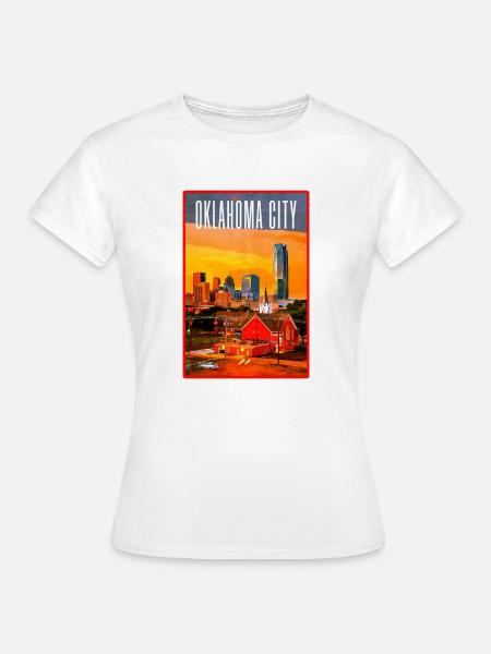 Oklahoma City Skyline Sonnenuntergang - Frauen T-Shirt - Weiß