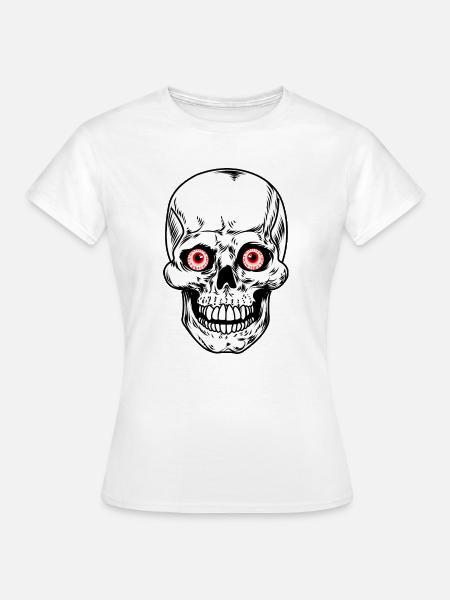 Skelettschädel mit roten Augäpfeln - Frauen T-Shirt - Weiß