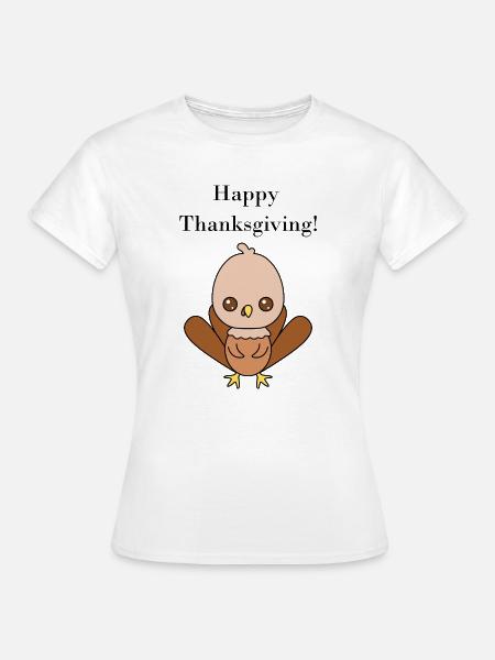 Niedliche Truthahn-Illustration für Thanksgiving - Frauen T-Shirt - Weiß