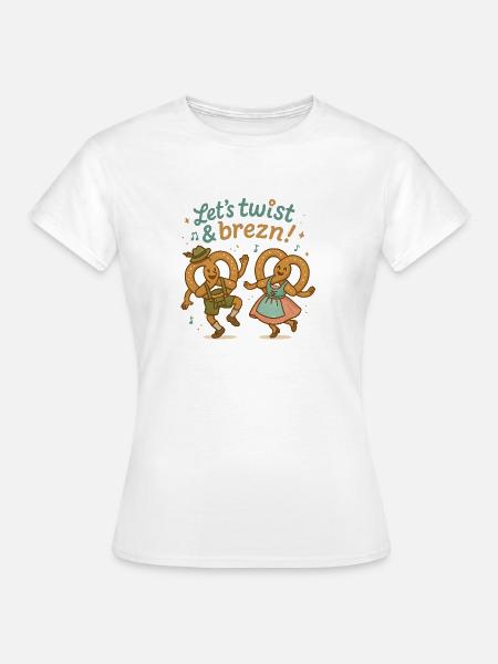 Tanzende Brezn im Bayern Stil - Frauen T-Shirt - Weiß