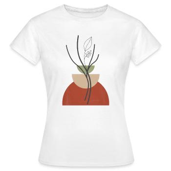 Vase Plante Géométrique - T-shirt Femme - blanc - Devant - AI Model Female 172 dark (172cm)