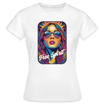 Kandi PLUR Rave Freigeist Pop Art - Frauen T-Shirt - Weiß - Vorne - AI Model Female 172 dark (172cm)