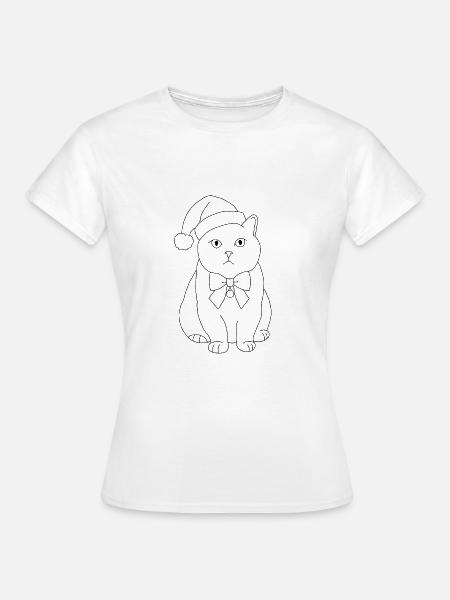 Weihnachtskatze - Frauen T-Shirt - Weiß