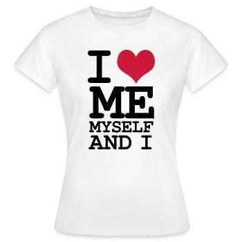 Ich liebe mich selbst und ich – Humor - Frauen T-Shirt - Weiß - Vorne - AI Model Female 172 dark (172cm)