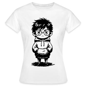 Sticker Enfant Hoodie Apathie Noir et Blanc - T-shirt Femme - blanc - Devant - AI Model Female 172 dark (172cm)
