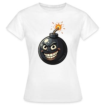 Joke bomb cartoon with grin - Women's T-Shirt - white - Front - AI Model Female 172 dark (172cm)