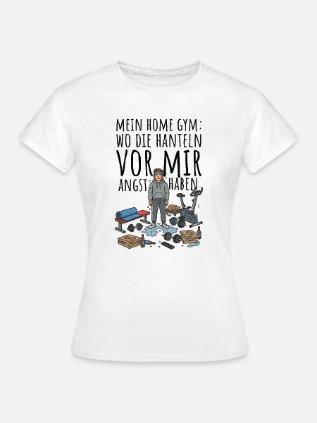 Schwitzendes Fitness-Comic-Design - Frauen T-Shirt - Weiß