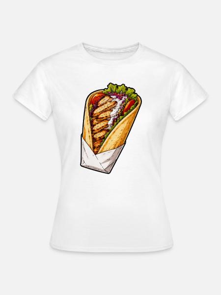 Hähnchen-Wrap Illustration - Frauen T-Shirt - Weiß