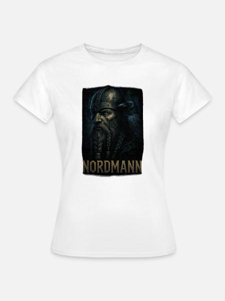 Nordmann mit Rabenbegleiter - Frauen T-Shirt - Weiß