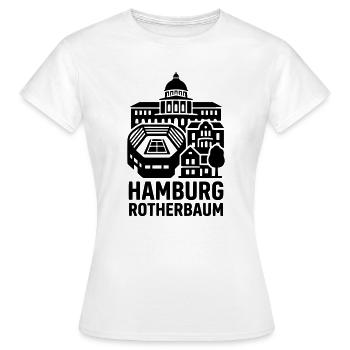 Hamburg Rotherbaum – Tennis & Uni Silhouette - Frauen T-Shirt - Weiß - Vorne - AI Model Female 172 dark (172cm)