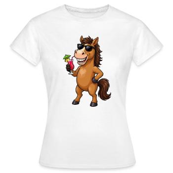 Étalon de lunettes de soleil avec cocktail - T-shirt Femme - blanc - Devant - AI Model Female 172 dark (172cm)