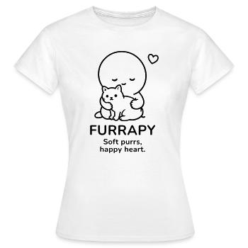Furrapy – Soft Purrs | Happy Heart Cat Lover - Frauen T-Shirt - Weiß - Vorne - AI Model Female 172 dark (172cm)