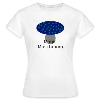 Magie des champignons bleu néon - T-shirt Femme - blanc - Devant - AI Model Female 172 dark (172cm)