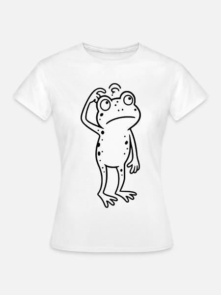 Verwirrter Frosch der sich am Kopf kratzt - Frauen T-Shirt - Weiß