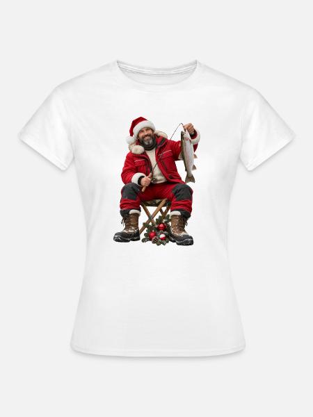 Weihnachtsfischer mit Fang - Frauen T-Shirt - Weiß