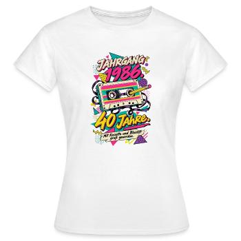 Jahrgang 1986 Kassette Bleistift - Frauen T-Shirt - Weiß - Vorne - AI Model Female 172 dark (172cm)