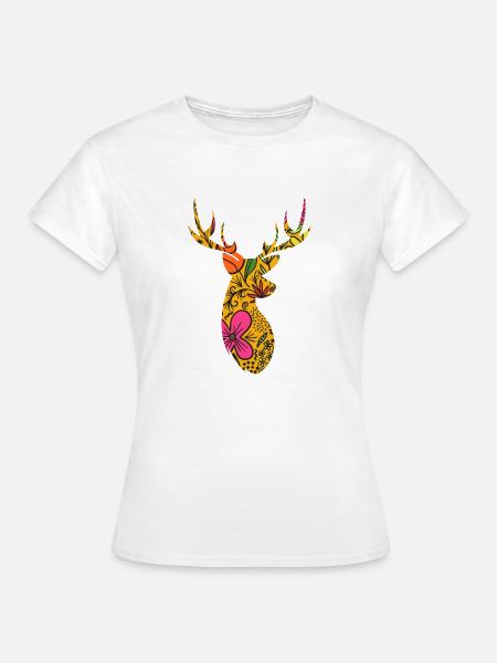 FLORAL HIRSCH - Frauen T-Shirt - Weiß