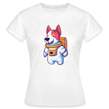 chien astronaute - T-shirt Femme - blanc - Devant - AI Model Female 172 dark (172cm)