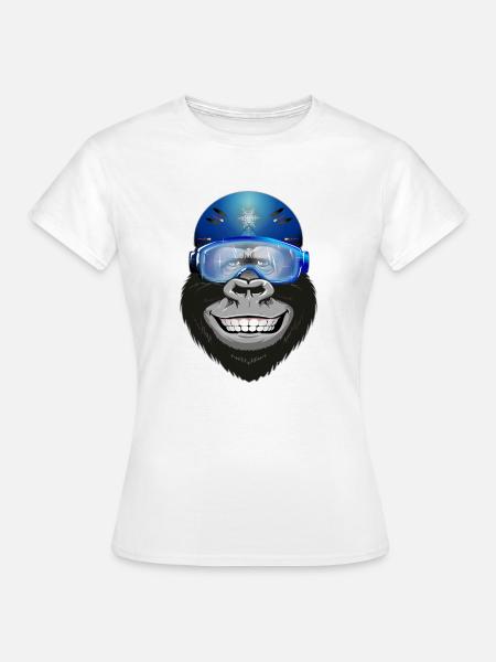 Gorilla mit Brille und Helm - Frauen T-Shirt - Weiß