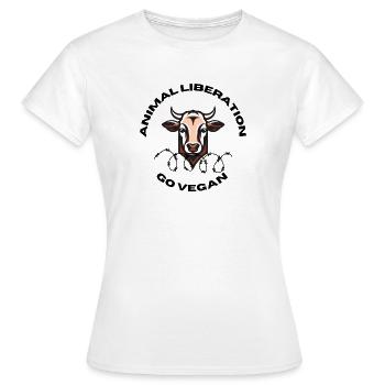 Animal Liberation, devenez végétalien - T-shirt Femme - blanc - Devant - AI Model Female 172 dark (172cm)