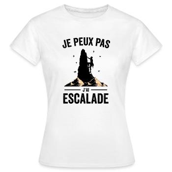 escalade un rocher Je peux pas j'ai escalade - T-shirt Femme - blanc - Devant - AI Model Female 172 dark (172cm)