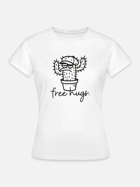 Kaktus "free hugs" Umarmung - Frauen T-Shirt - Weiß
