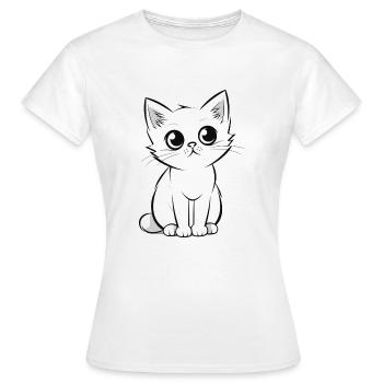 Cute cat - Women's T-Shirt - white - Front - AI Model Female 172 dark (172cm)