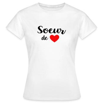 Soeur de coeur - T-shirt Femme - blanc - Devant - AI Model Female 172 dark (172cm)