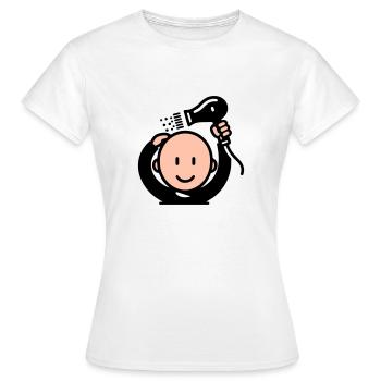 Glatze, die sich die Haare trocknet - Frauen T-Shirt - Weiß - Vorne - AI Model Female 172 dark (172cm)