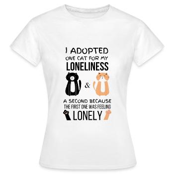 J’ai adopté un chat pour la solitude, un second parce que - T-shirt Femme - blanc - Devant - AI Model Female 172 dark (172cm)