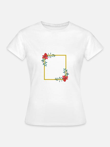 Blumen Rahmen - Frauen T-Shirt - Weiß