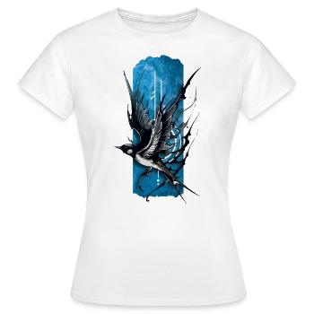 Graceful Soar: Elegant Flying Swallow - Women's T-Shirt - white - Front - AI Model Female 172 dark (172cm)