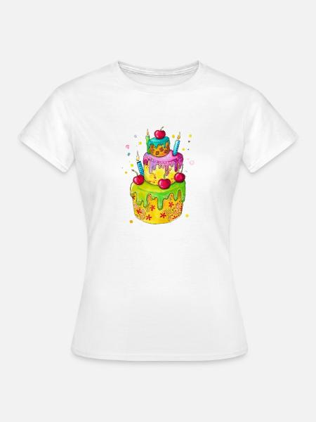 Hoch sollst du leben - Geburtstagstorte - Frauen T-Shirt - Weiß