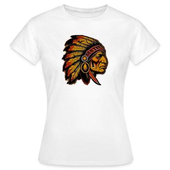Indianerhäuptlingskopf, Sioux, Vintage-Stil ⭐⭐⭐ - Frauen T-Shirt - Weiß - Vorne - AI Model Female 172 dark (172cm)