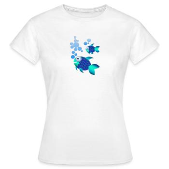 Poisson bleu exotique aux écailles irisées - T-shirt Femme - blanc - Devant - AI Model Female 172 dark (172cm)