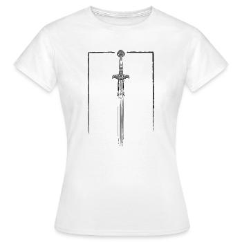 Schwert in Rahmen - Frauen T-Shirt - Weiß - Vorne - AI Model Female 172 dark (172cm)