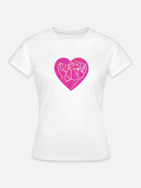 Hand Geste Herz rosa - Frauen T-Shirt - Weiß