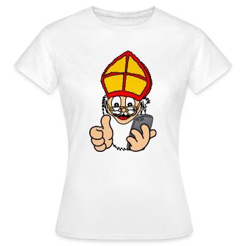 Sinterklaas avec smartphone - T-shirt Femme - blanc - Devant - AI Model Female 172 dark (172cm)