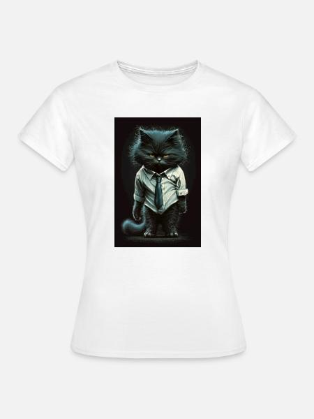 Kater im Businesshemd - Frauen T-Shirt - Weiß
