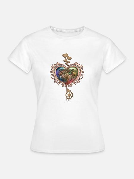 Romantisches Steampunk-Herz - Frauen T-Shirt - Weiß