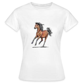 Braunes Pferd Galopp - Frauen T-Shirt - Weiß - Vorne - AI Model Female 172 dark (172cm)