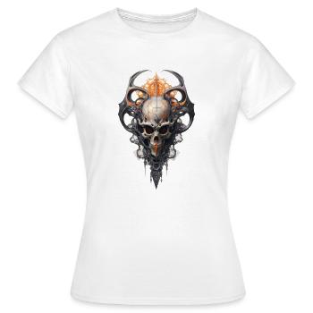 Dark Fantasy Schädel Wappen Symbol Shirt - Frauen T-Shirt - Weiß - Vorne - AI Model Female 172 dark (172cm)