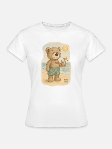 Lord Petzi am Strand - Frauen T-Shirt - Weiß