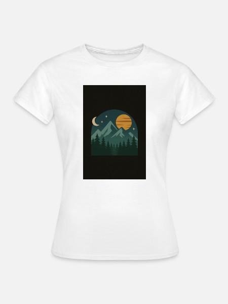 Nacht Berglandschaft Illustration - Frauen T-Shirt - Weiß