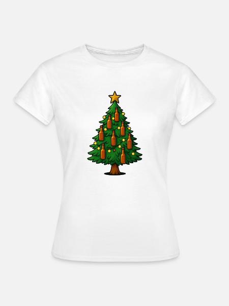 Festliche Bierflaschen Weihnachtsbaum - Frauen T-Shirt - Weiß