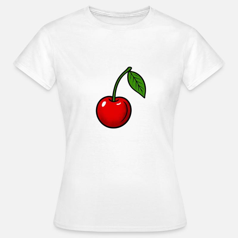 Fruity cherry print with leaf design - Women's T-Shirt - white
