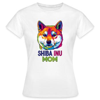 Shiba Inu Mom Pop Art Portrait Dog Mom - Women's T-Shirt - white - Front - AI Model Female 172 dark (172cm)