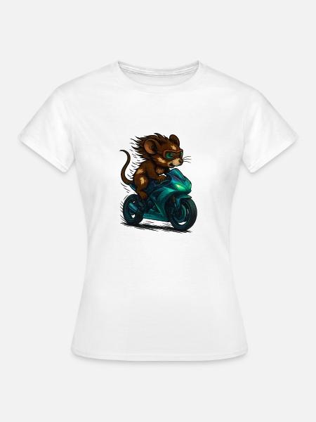 Motorrad Maus - Frauen T-Shirt - Weiß