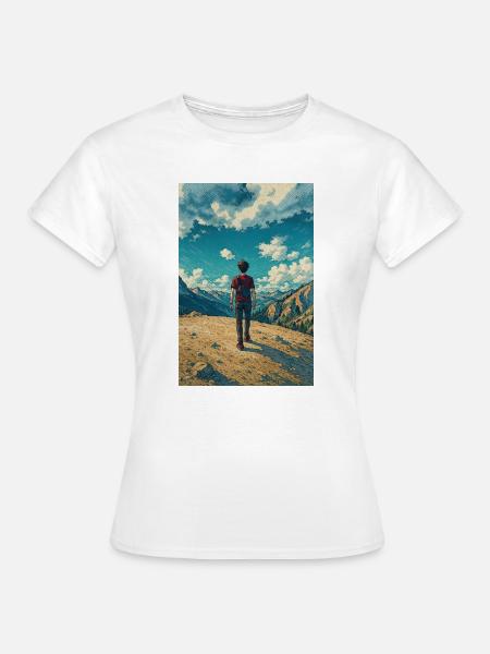 Bergentdecker auf Blue Sky Landscape - Frauen T-Shirt - Weiß