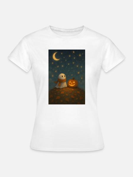Halloween Geist mit Kürbis - Frauen T-Shirt - Weiß